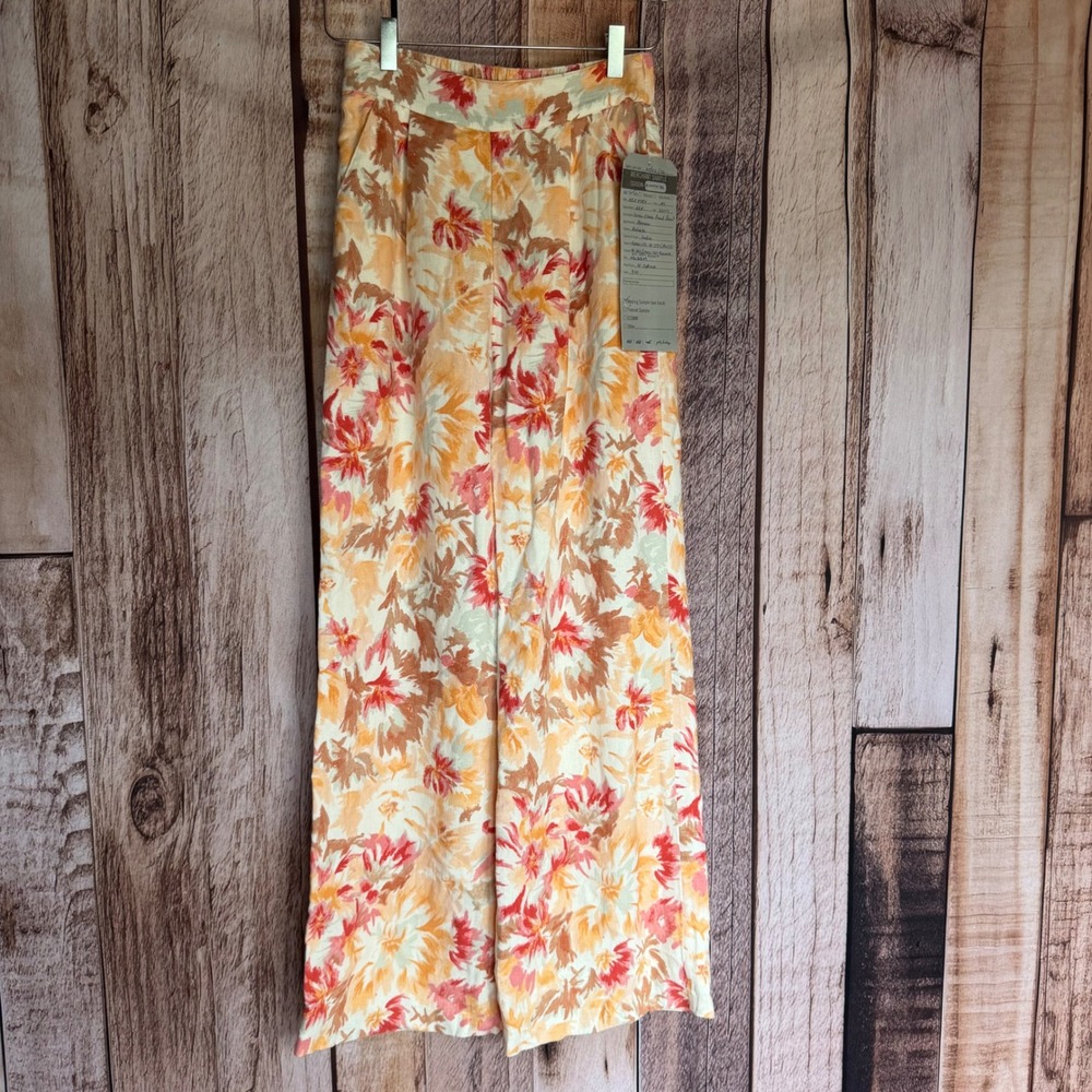 Abercrombie & Fitch Linen Wide Leg Floral Pants Resort Summer Resort‎ XS NWT